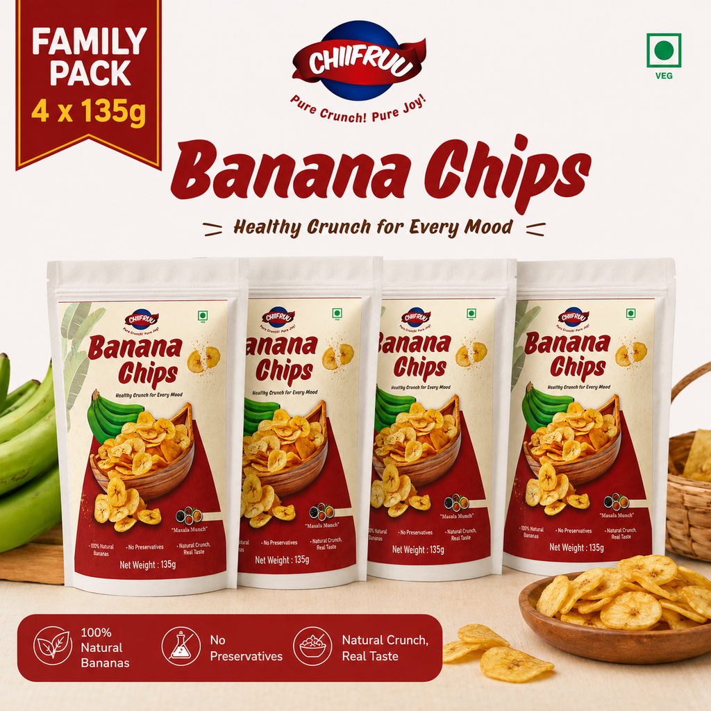Chiifruu Banana Chips | Family Pack | Masala Munch 540g